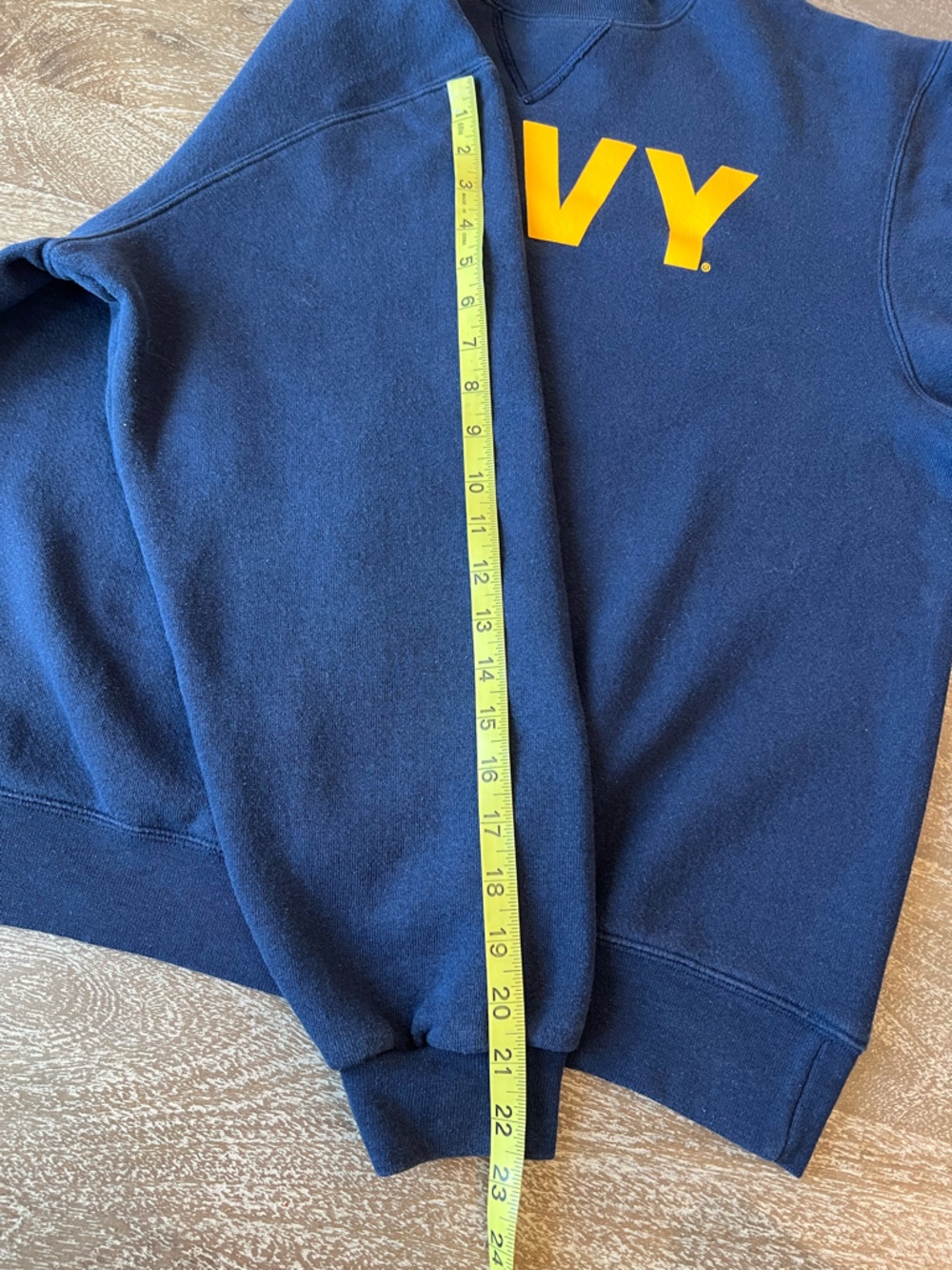 Crewneck Sweatshirt in Navy Blue with Yellow Lettering NAVY - Picture 6 of 7